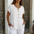 V-hals knappad casual t-shirt för kvinnor