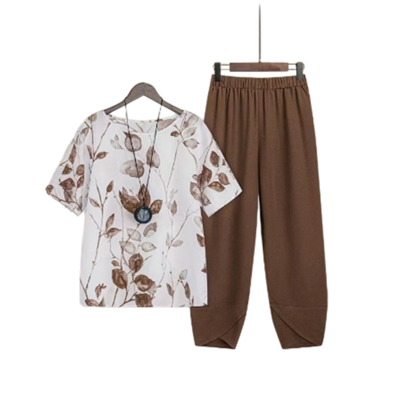Lättmatchad tryckt t-shirt-set
