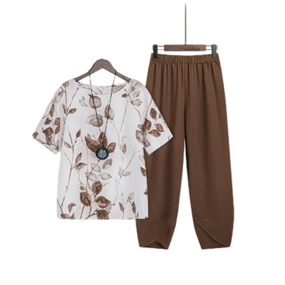 Lättmatchad tryckt t-shirt-set