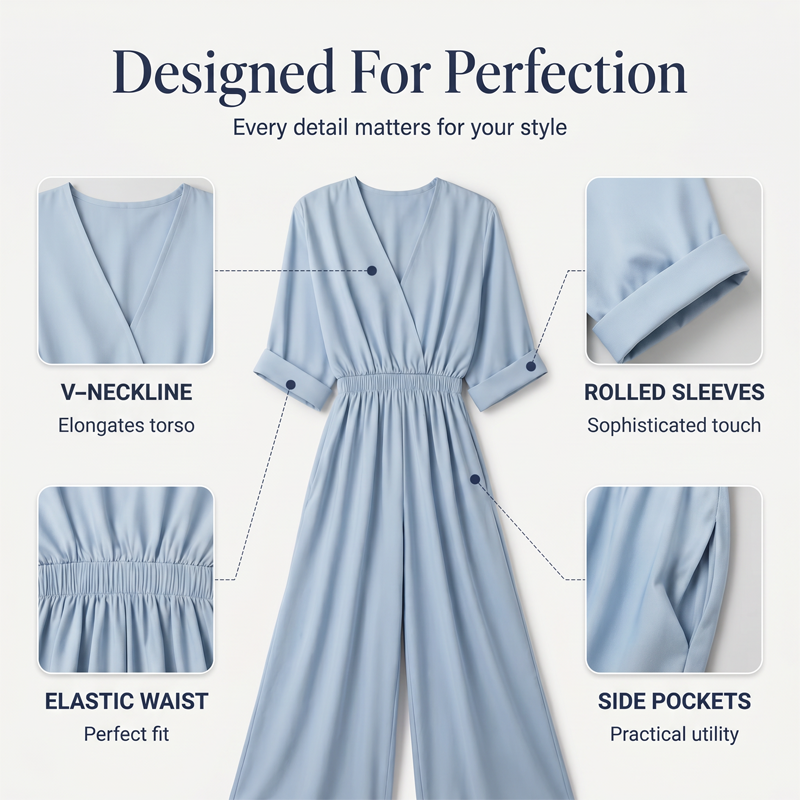 Elegante jumpsuit met V-hals en wijde pijpen voor dames