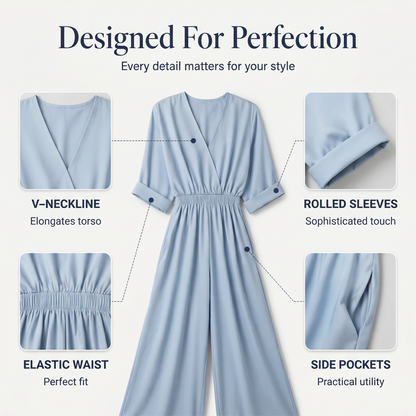 Elegante jumpsuit met V-hals en wijde pijpen voor dames
