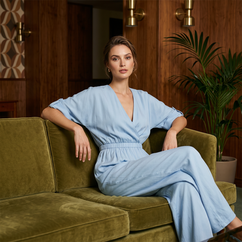 Elegante jumpsuit met V-hals en wijde pijpen voor dames