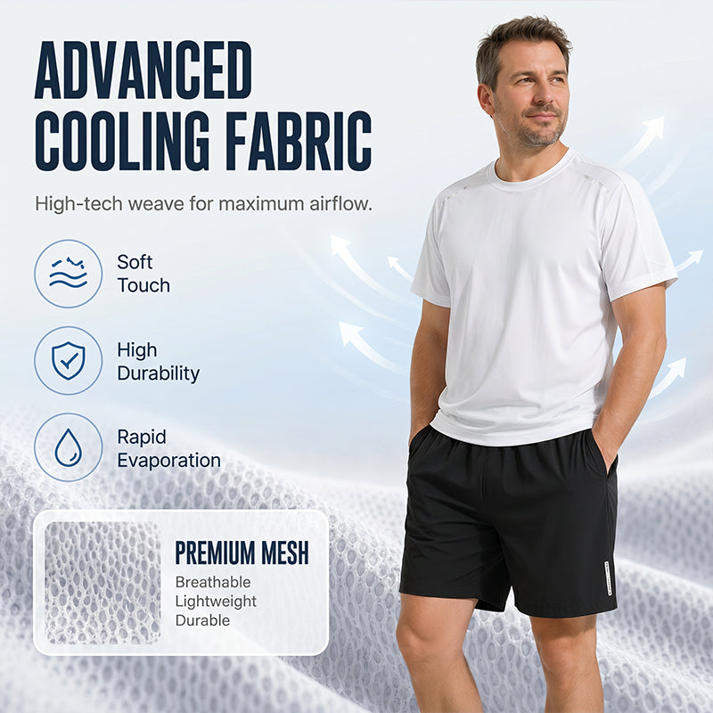 Herrset med snabbtorkande t-shirt och shorts