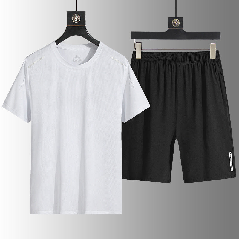 Herrset med snabbtorkande t-shirt och shorts