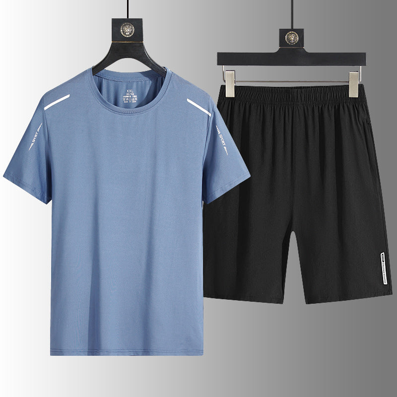 Herrset med snabbtorkande t-shirt och shorts