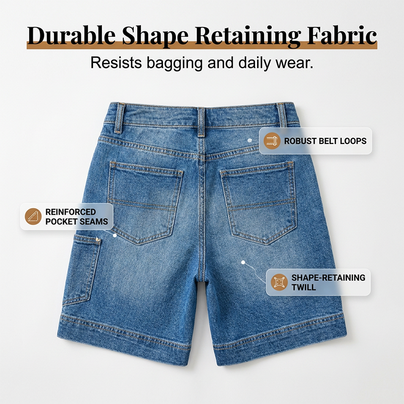Bermudashorts i denim för damer, med medelhög midja och fickor