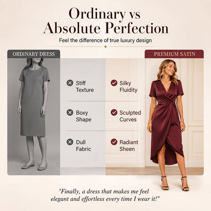 🌟 Den look som alla letar efter – hos oss 50 % billigare! 👗Asymmetrisk omlottklänning för damer med korta ärmar och V-ringning