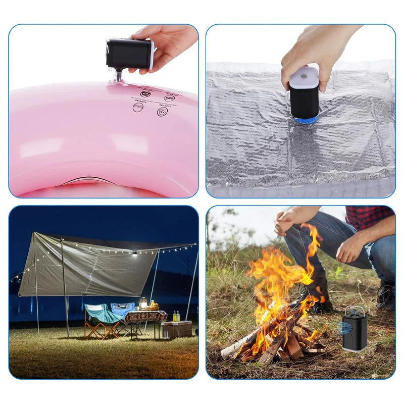 🏕️ Uppladdningsbar Luftpump – Kompakt, Kraftfull & Perfekt för Camping och Resor