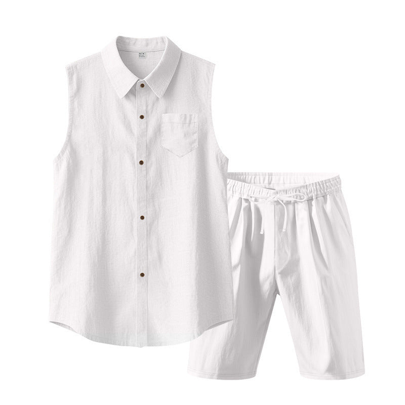 Herrset med linne utan ärmar och shorts