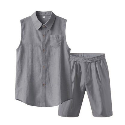 Herrset med linne utan ärmar och shorts