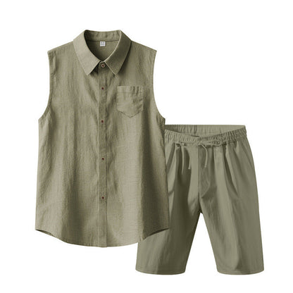 Herrset med linne utan ärmar och shorts