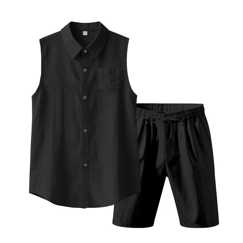 Herrset med linne utan ärmar och shorts