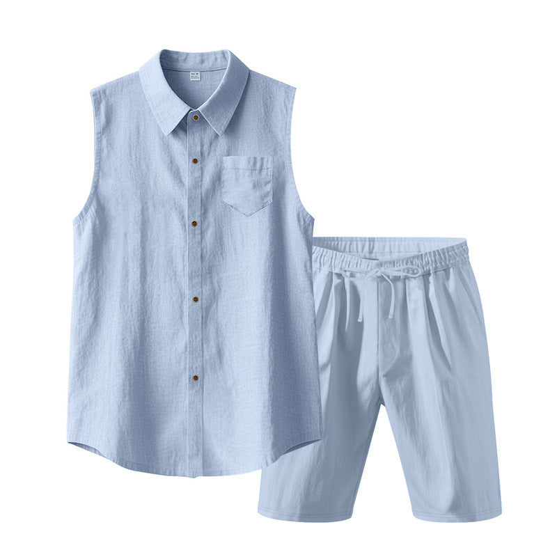 Herrset med linne utan ärmar och shorts