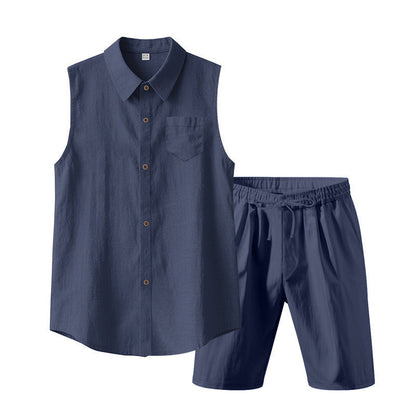 Herrset med linne utan ärmar och shorts