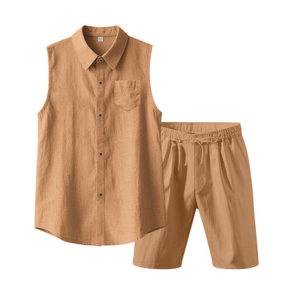 Herrset med linne utan ärmar och shorts