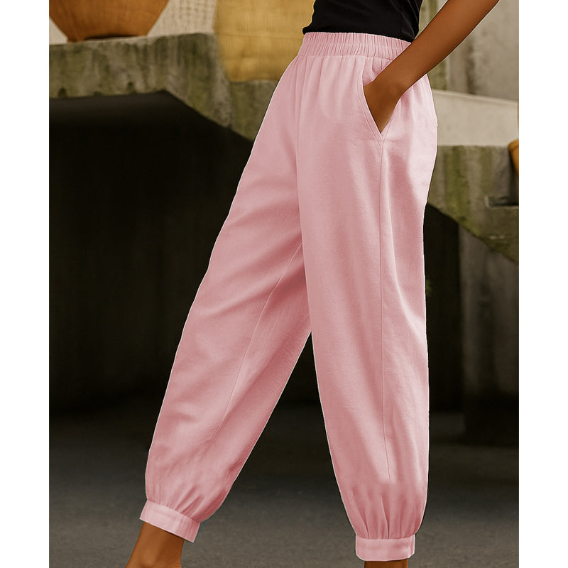👖🌸 Lätta sommarbyxor i bomullsblandning med fickor