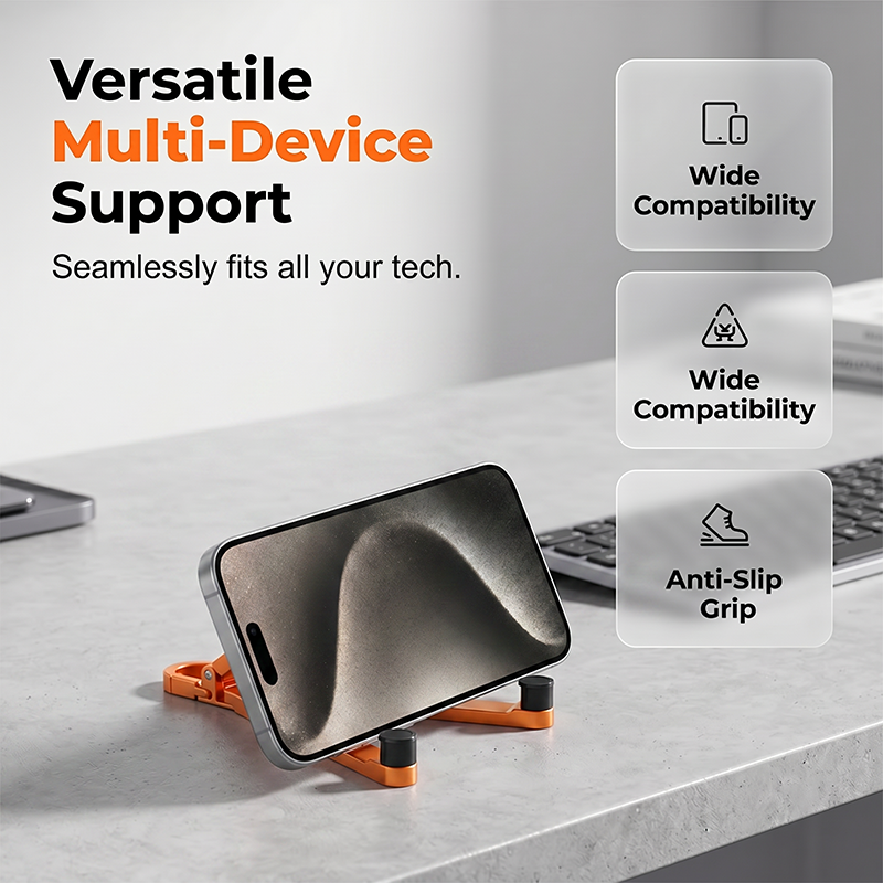 📱Mini Aluminium Telefonställ Nyckelring Hopfällbar Skrivbordshållare – Liten Pryl, Stor Bekvämlighet✨