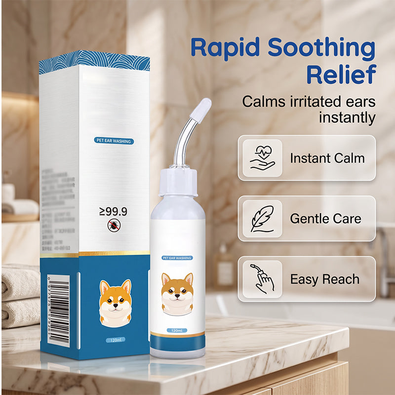 🐶50% RABATT NU! 🧴 Skonsam Husdjursöronrengöring – Lindrar Klåda & Tar Bort Vax och Dålig Lukt – Perfekt för Hundar & Katter 🐱
