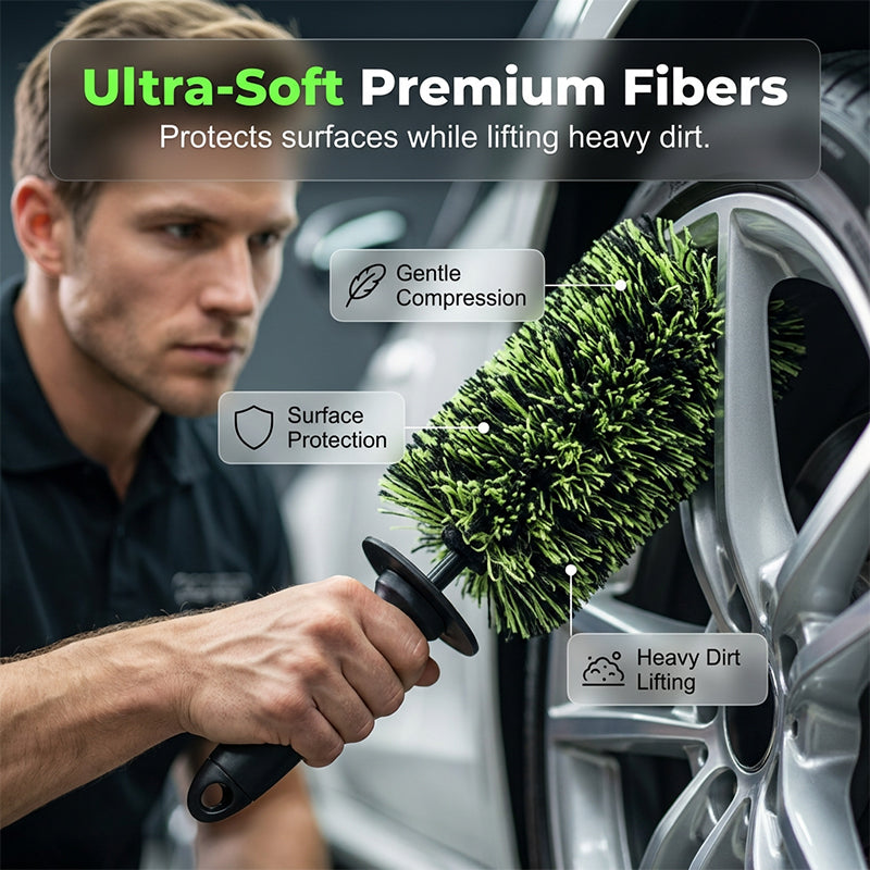 🧽 50% RABATT NU! Fälgborste för djuprengöring – når in i fälgbanor, bromsok & trånga utrymmen – repfri rengöring för alla fälgar 🚗✨