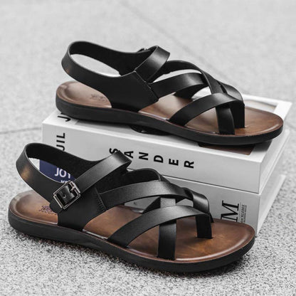 👟 50% RABATT NU! ☀️ Herr Romerska Sandaler – Mjuk Sula & Justerbara Remmar – Perfekt för Strand, Semester & Vardag – Klassisk Design 🌊