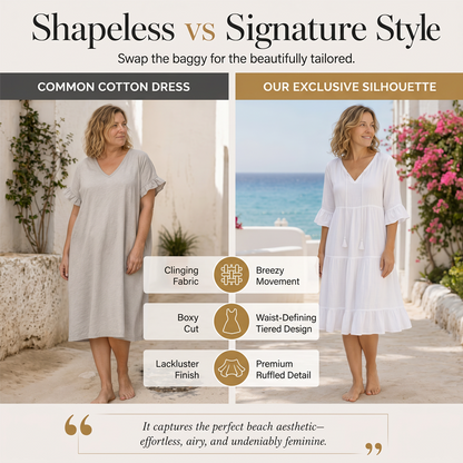 Sommarklänning för damer i A-linje med lager-på-lager-design och tofsar
