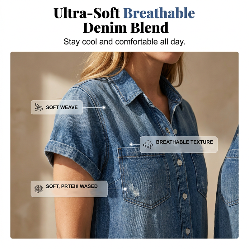 💥50% RABATT 👖Denimoverall, andningsbar, med fickor upp till storlek 4X🌸knäppbar framtill för dag och dejt