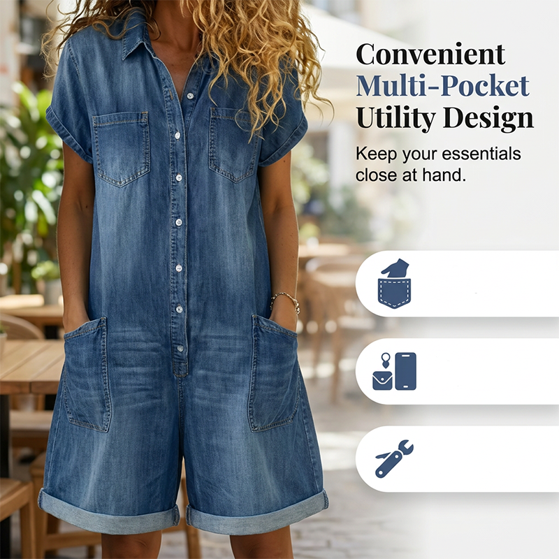 💥50% RABATT 👖Denimoverall, andningsbar, med fickor upp till storlek 4X🌸knäppbar framtill för dag och dejt