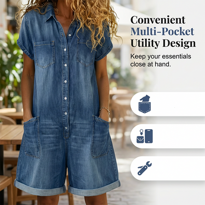 💥50% RABATT 👖Denimoverall, andningsbar, med fickor upp till storlek 4X🌸knäppbar framtill för dag och dejt