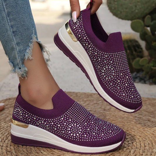 Rhinestone Slip-on Casual Mesh Sneakers För Kvinnor