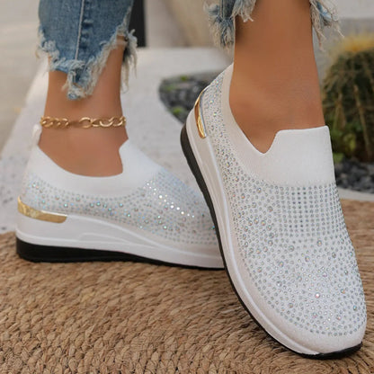 Rhinestone Slip-on Casual Mesh Sneakers För Kvinnor