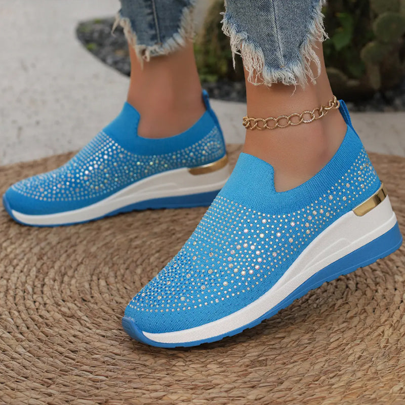 Rhinestone Slip-on Casual Mesh Sneakers För Kvinnor