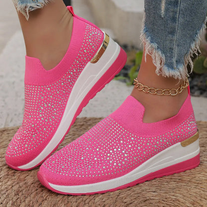 Rhinestone Slip-on Casual Mesh Sneakers För Kvinnor