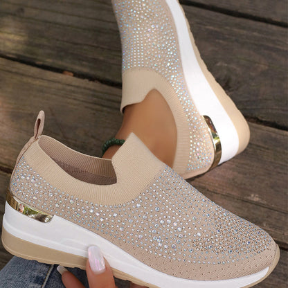 Rhinestone Slip-on Casual Mesh Sneakers För Kvinnor