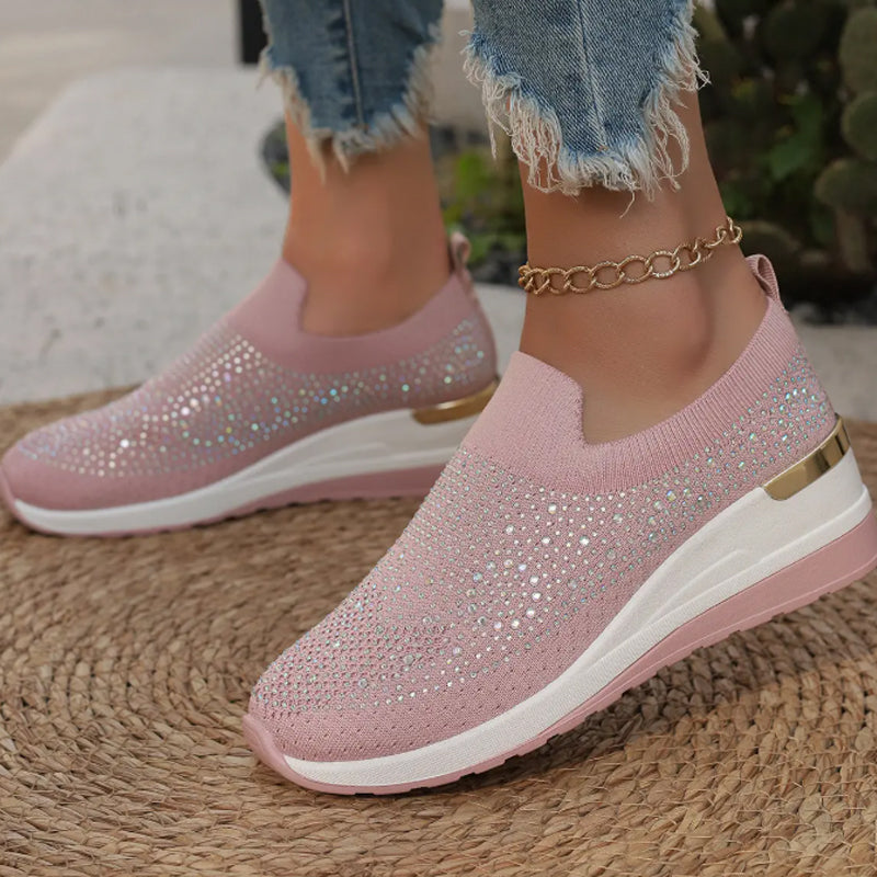 Rhinestone Slip-on Casual Mesh Sneakers För Kvinnor