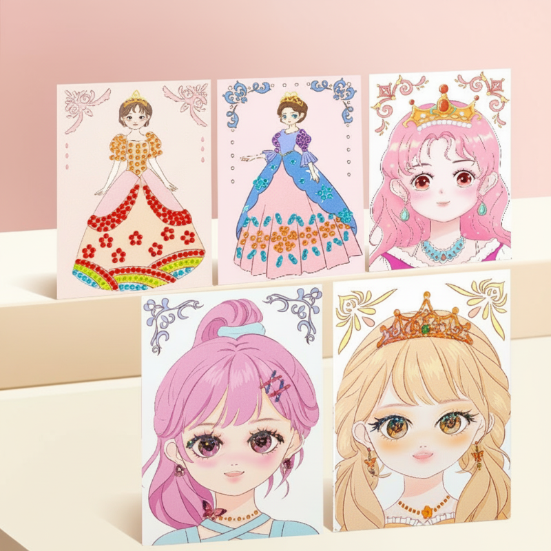 👑 50% RABATT NU! 🎨 Prinsess Papper Smink Kreativt Kit – Sminklek Utan Röra – Allt-i-ett Set med Klistermärken & Diamantmålning – Perfekt för Kreativa Barn 🖍️
