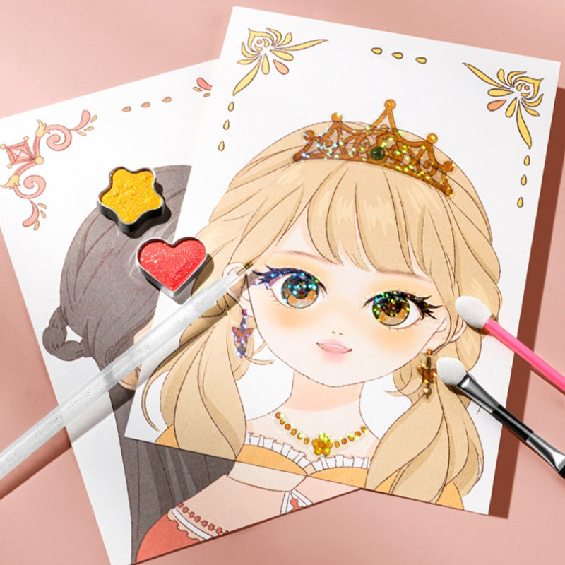 👑 50% RABATT NU! 🎨 Prinsess Papper Smink Kreativt Kit – Sminklek Utan Röra – Allt-i-ett Set med Klistermärken & Diamantmålning – Perfekt för Kreativa Barn 🖍️