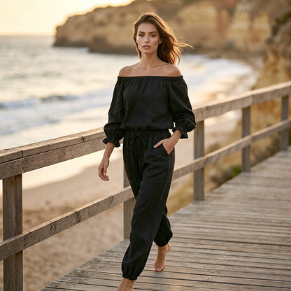 Dam axelbar jumpsuit