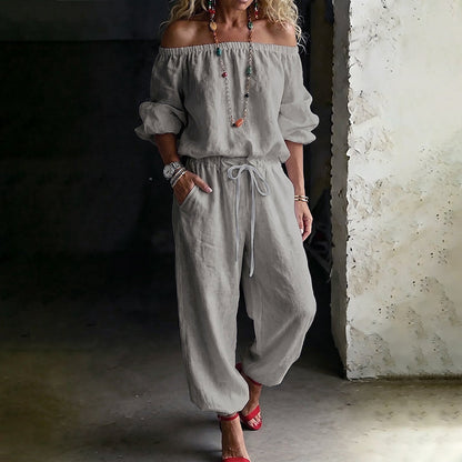 Dam axelbar jumpsuit