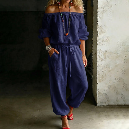 Dam axelbar jumpsuit
