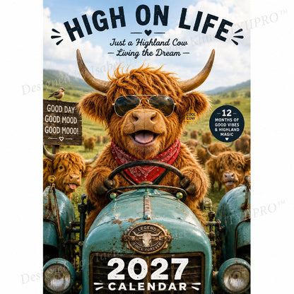 🐮 50% RABATT – ENDAST 179 KR! Rolig väggkalender med höglandskor för 2027 – A4-hängkalender – 12 charmiga motiv – perfekt för hemmet, kontoret eller som present 🌾✨