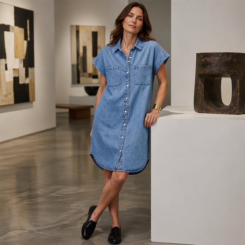 Skjortklänning i avslappnad denim för damer