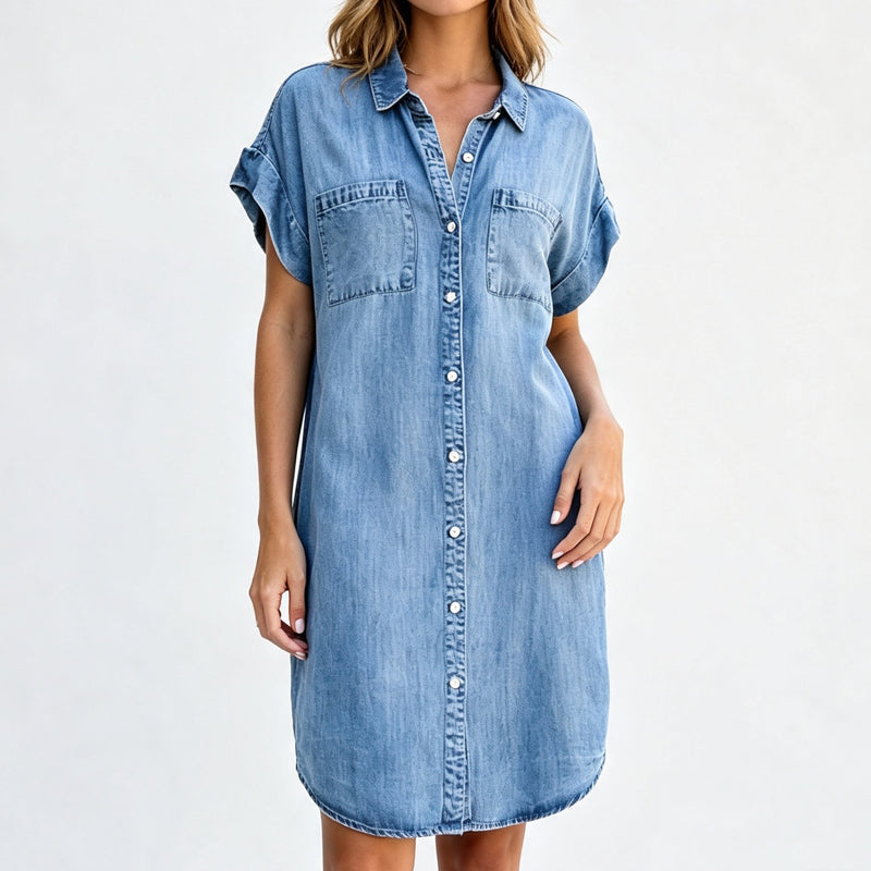Skjortklänning i avslappnad denim för damer