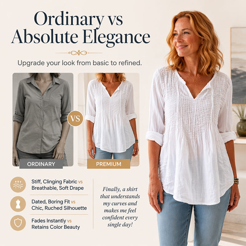 👚✨ Avslappnad blus med V-ringning och mjuk passform