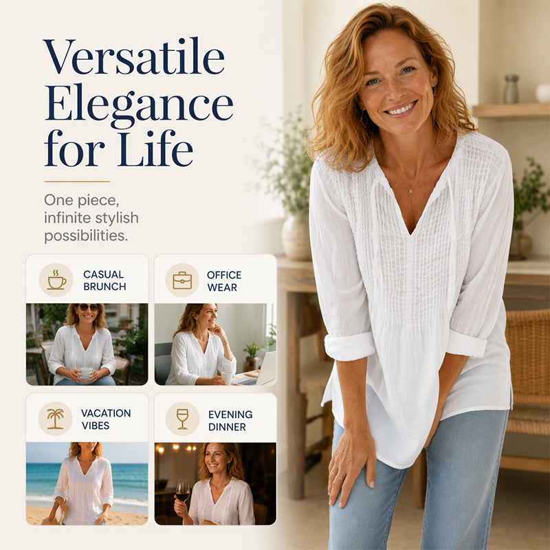 👚✨ Avslappnad blus med V-ringning och mjuk passform