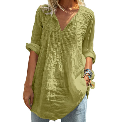 👚✨ Avslappnad blus med V-ringning och mjuk passform