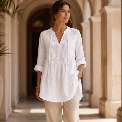 👚✨ Avslappnad blus med V-ringning och mjuk passform