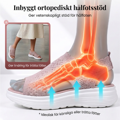 👡🌬️ Bekväma plattformssandaler i stickat med halkskydd