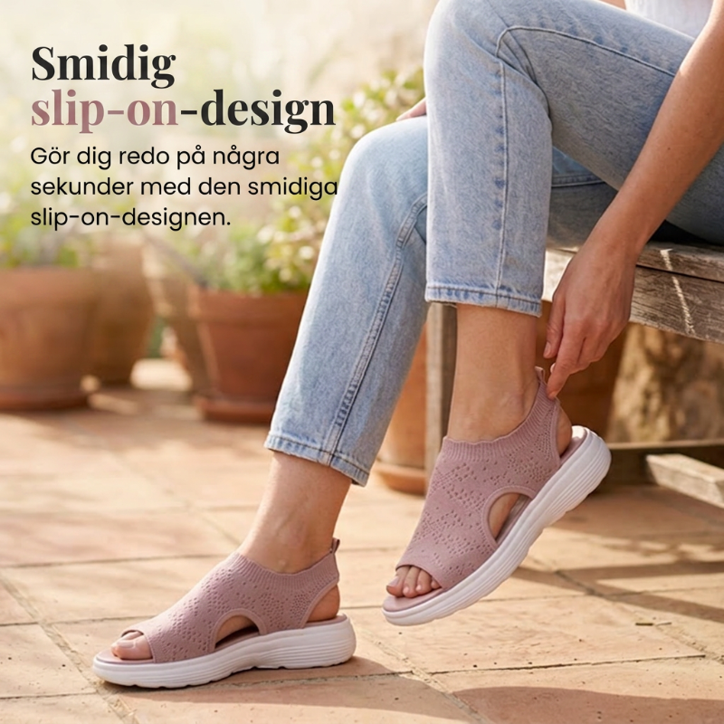 👡🌬️ Bekväma plattformssandaler i stickat med halkskydd