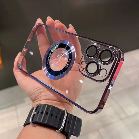 Funda magnética transparente para iPhone
