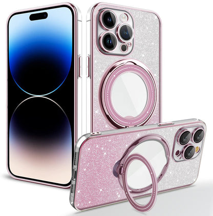 🔥40% DE DESCUENTO🔥Funda Para iPhone Con Purpurina Magnética Electrochapada y Soporte Invisible